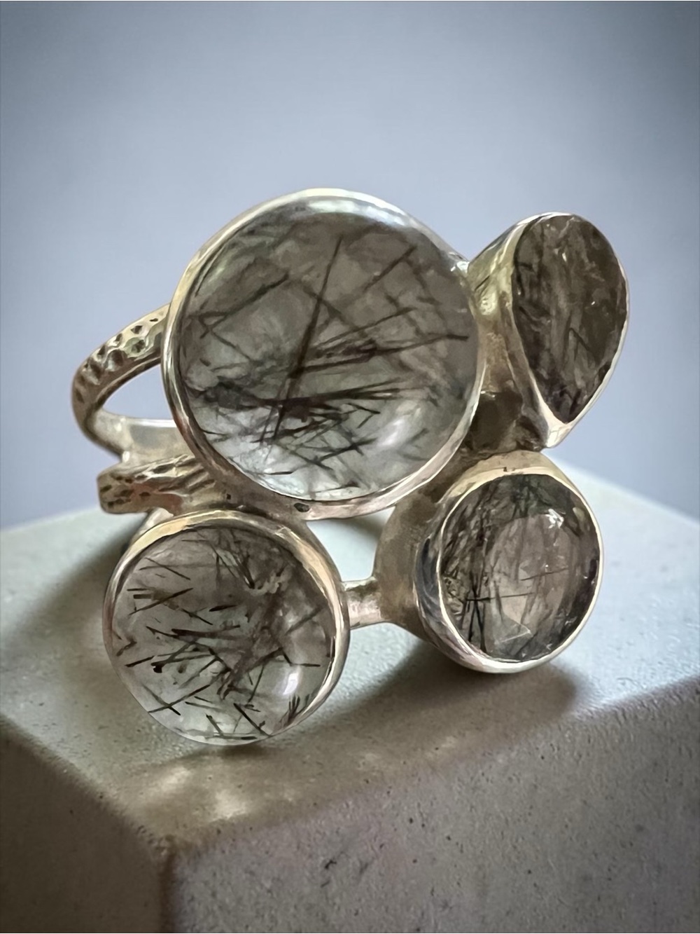 💖 Sterling Silver Tourmalinated Quartz Ring 💖